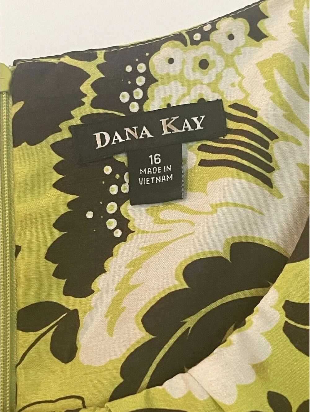 Dana Kay Size 16 Cocktail Neon Green Abstract Floral Dress